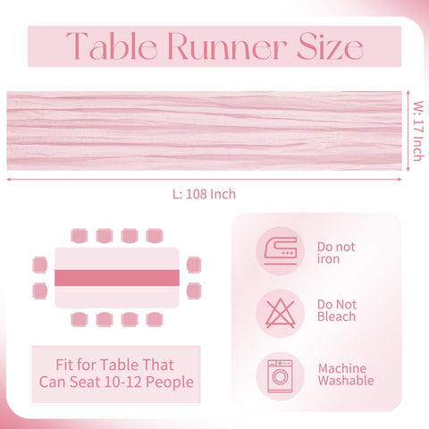 Beautane light pink cheesecloth table runner showing soft texture on decor