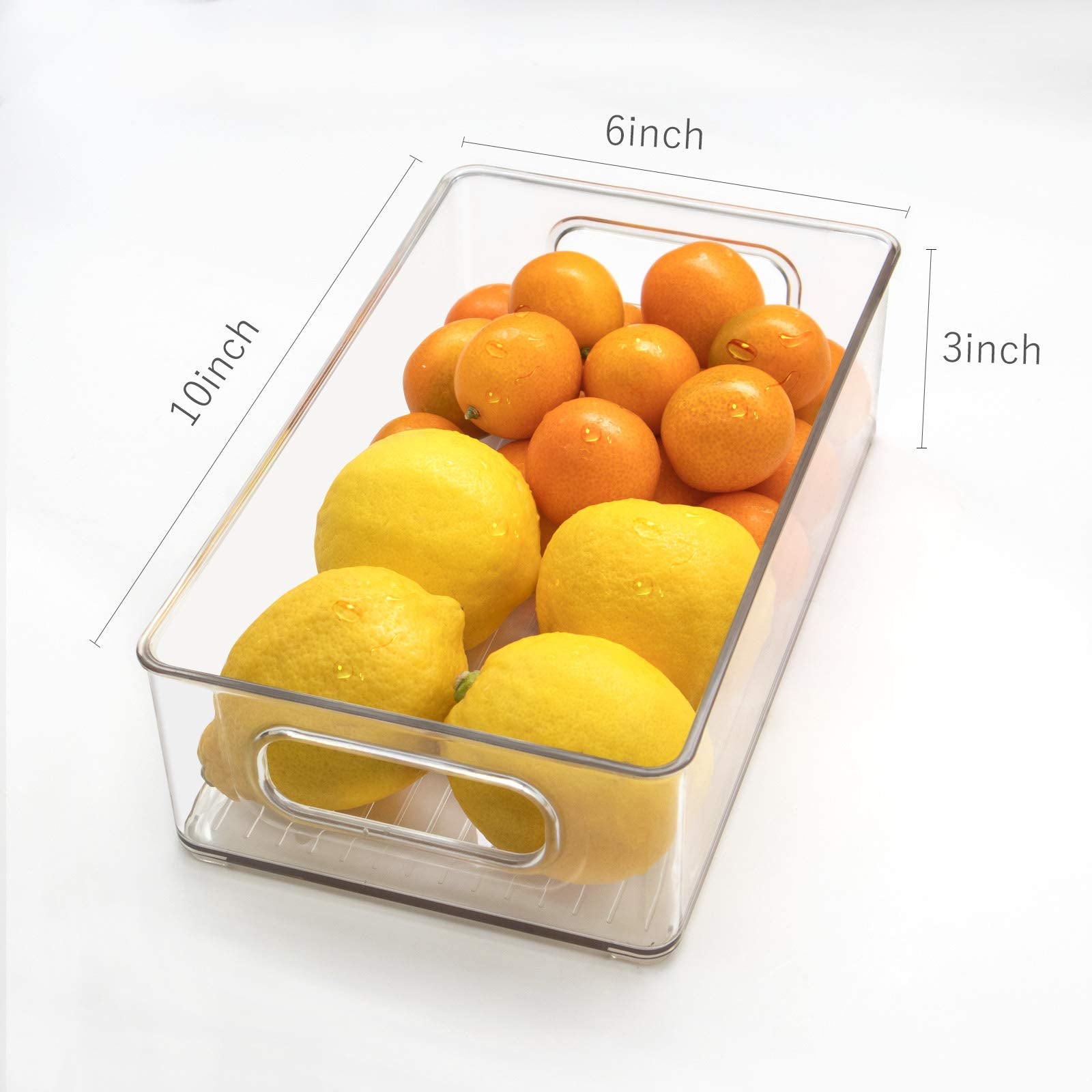 Beauty Cottage clear fridge bins show contents at a glance.