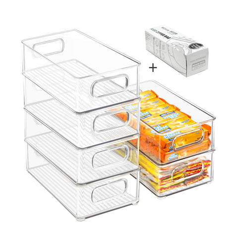 Beauty Cottage stackable bin with handle for easy fridge access.