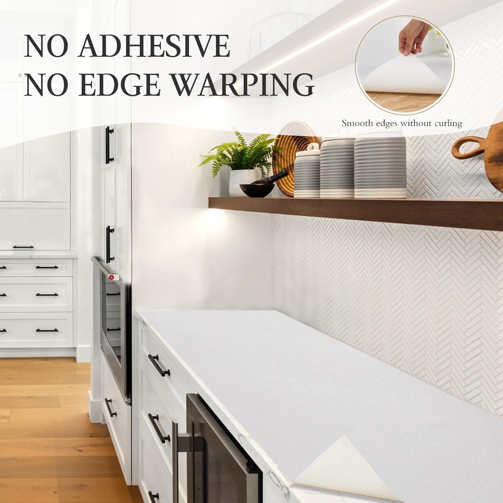 Beautysaid aesthetic white shelf liner enhances drawers and shelves.