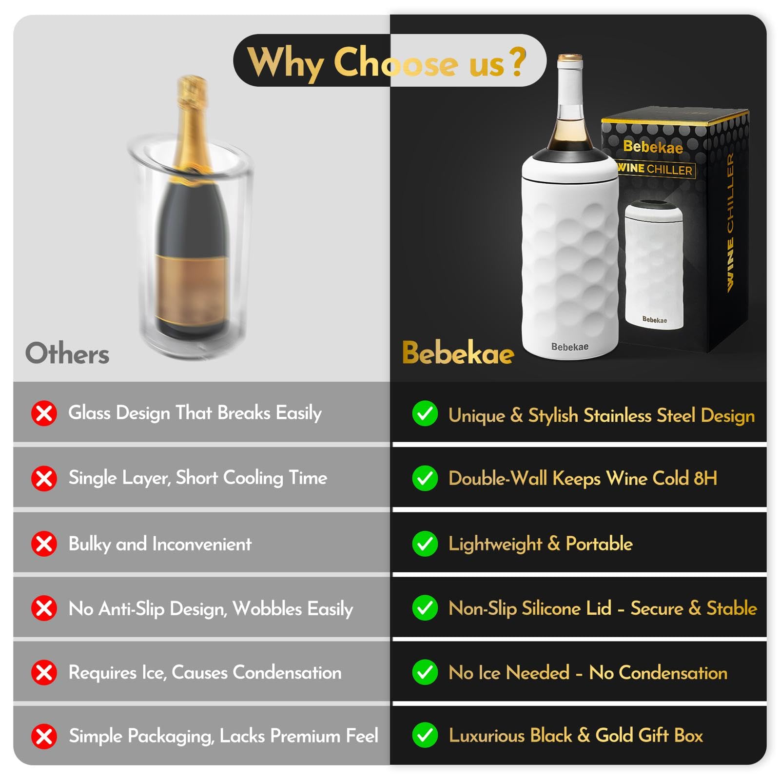 Bebekae portable wine chiller is easy to carry to picnics