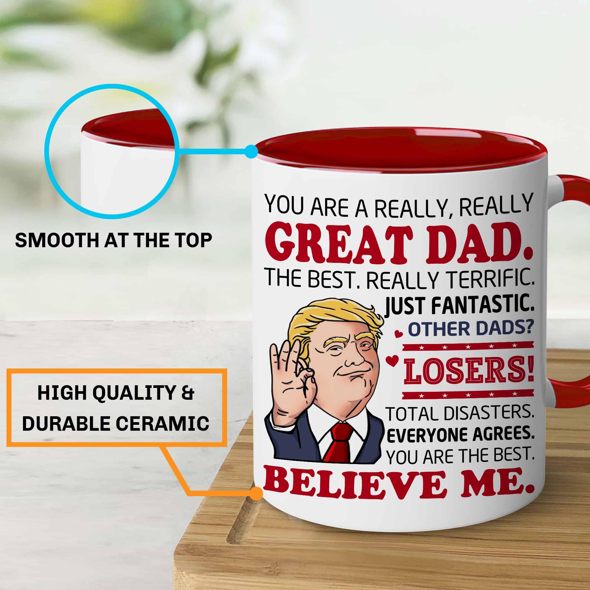 BECHUSKY 11oz dad mug with ergonomic handle for daily use