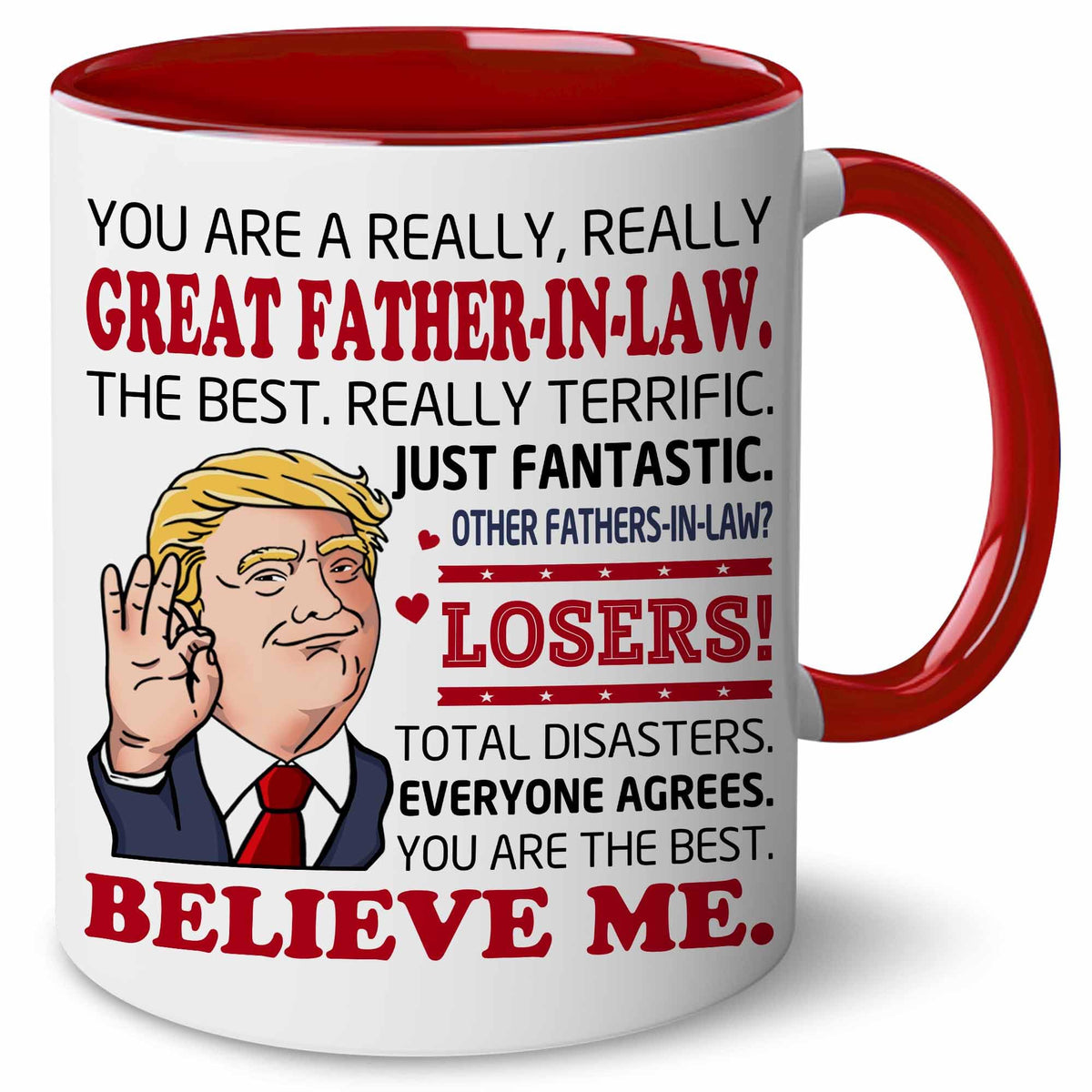 BECHUSKY Christmas mug front view with Father-in-law design for holiday gifting