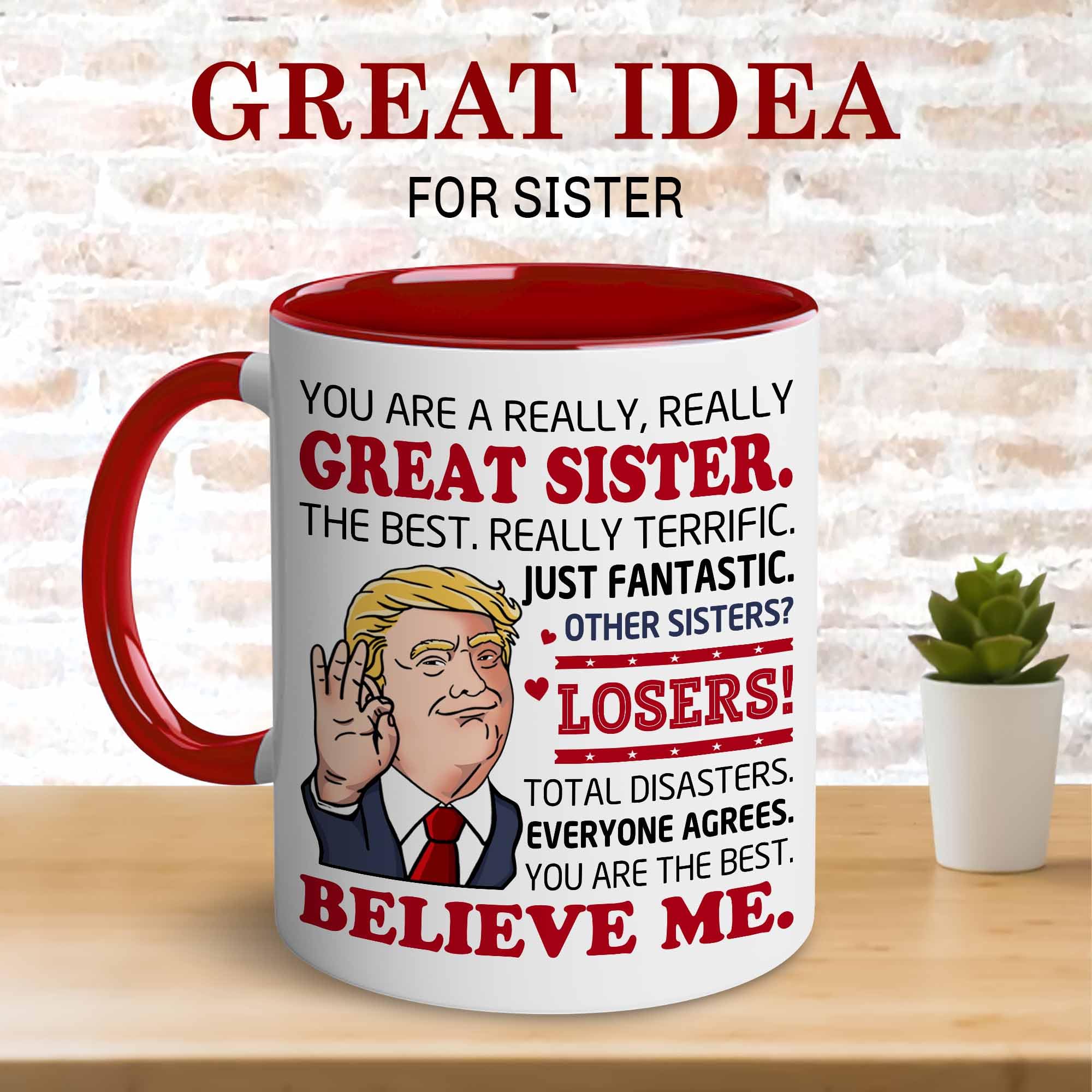 BECHUSKY mug makes a thoughtful sister gift for birthdays or Christmas.
