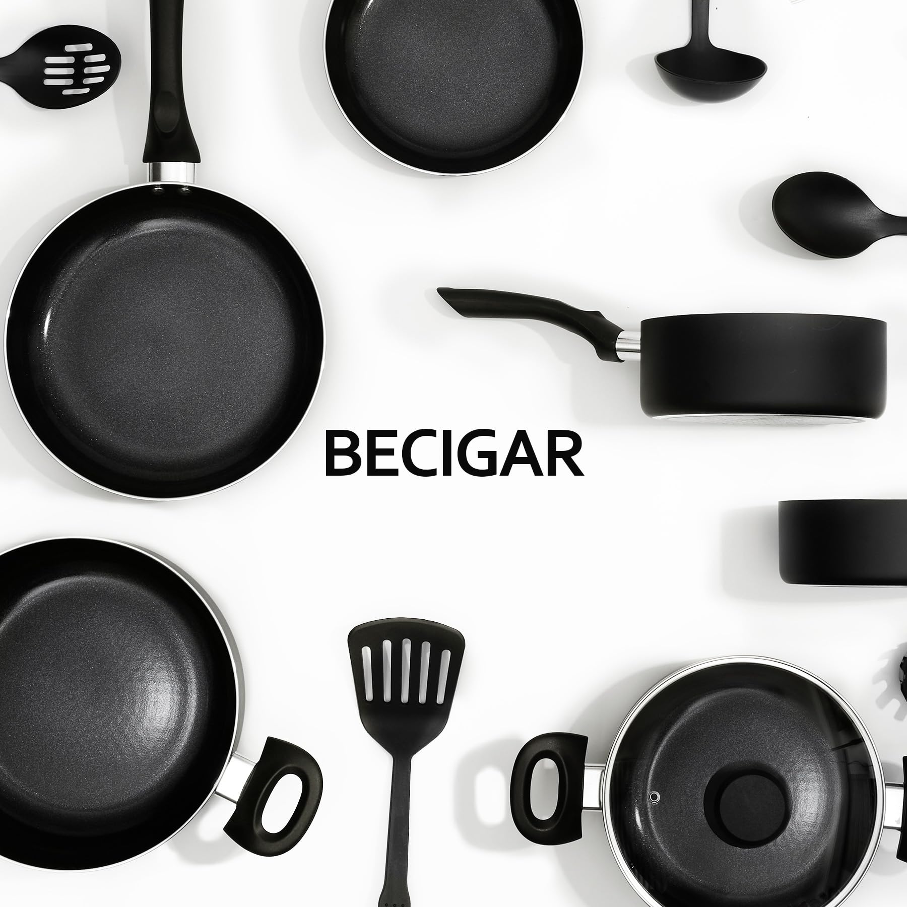 BECIGAR 9.5 inch casserole with glass lid for clear monitoring