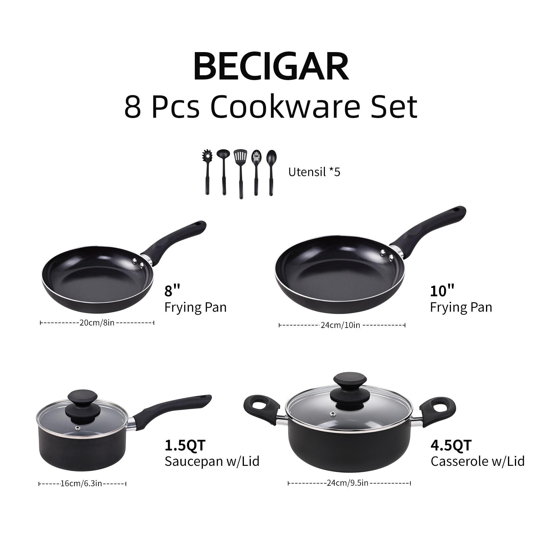 BECIGAR ceramic nonstick frying pans for induction cooktops for versatile cooking