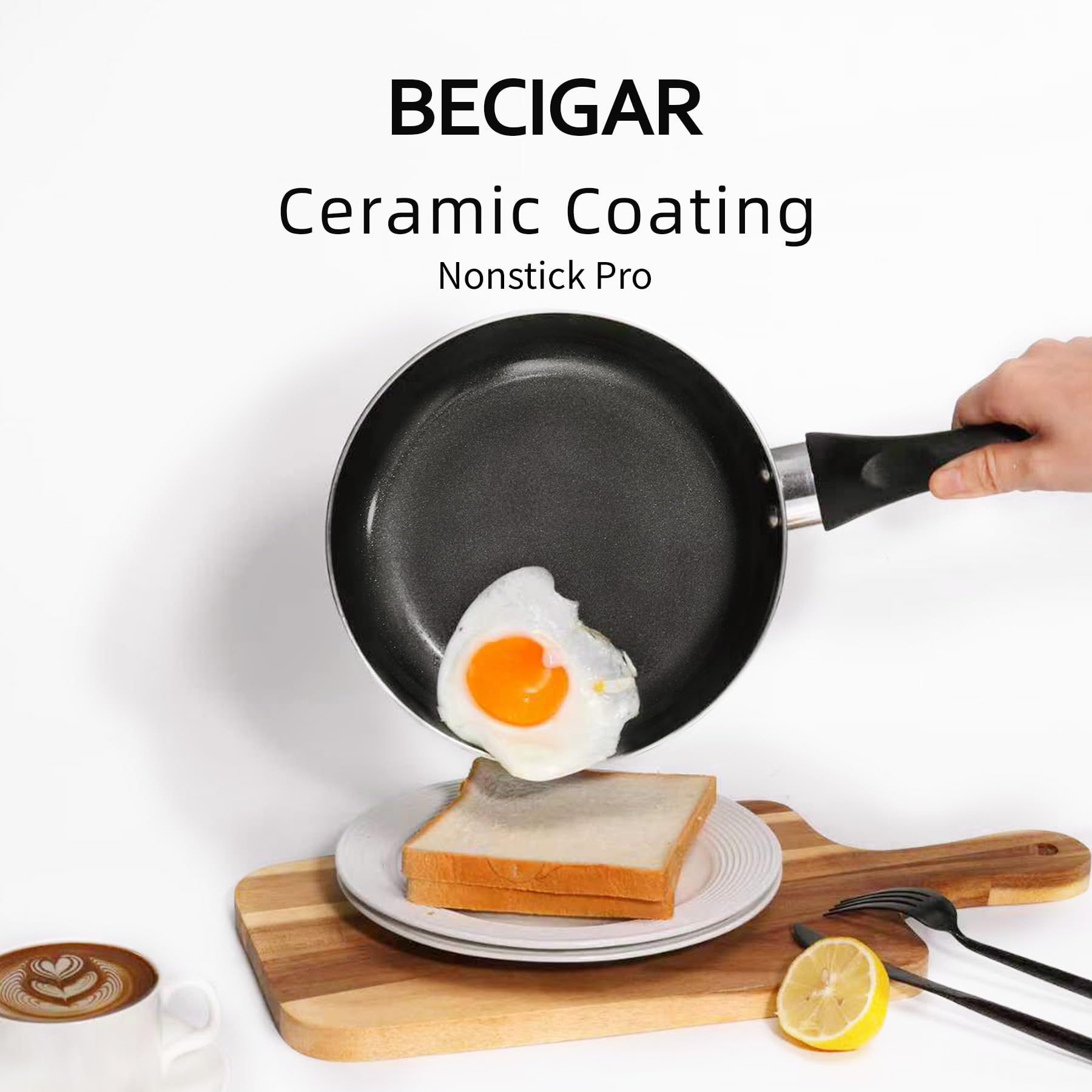 BECIGAR induction-safe ceramic cookware for all compatible surfaces