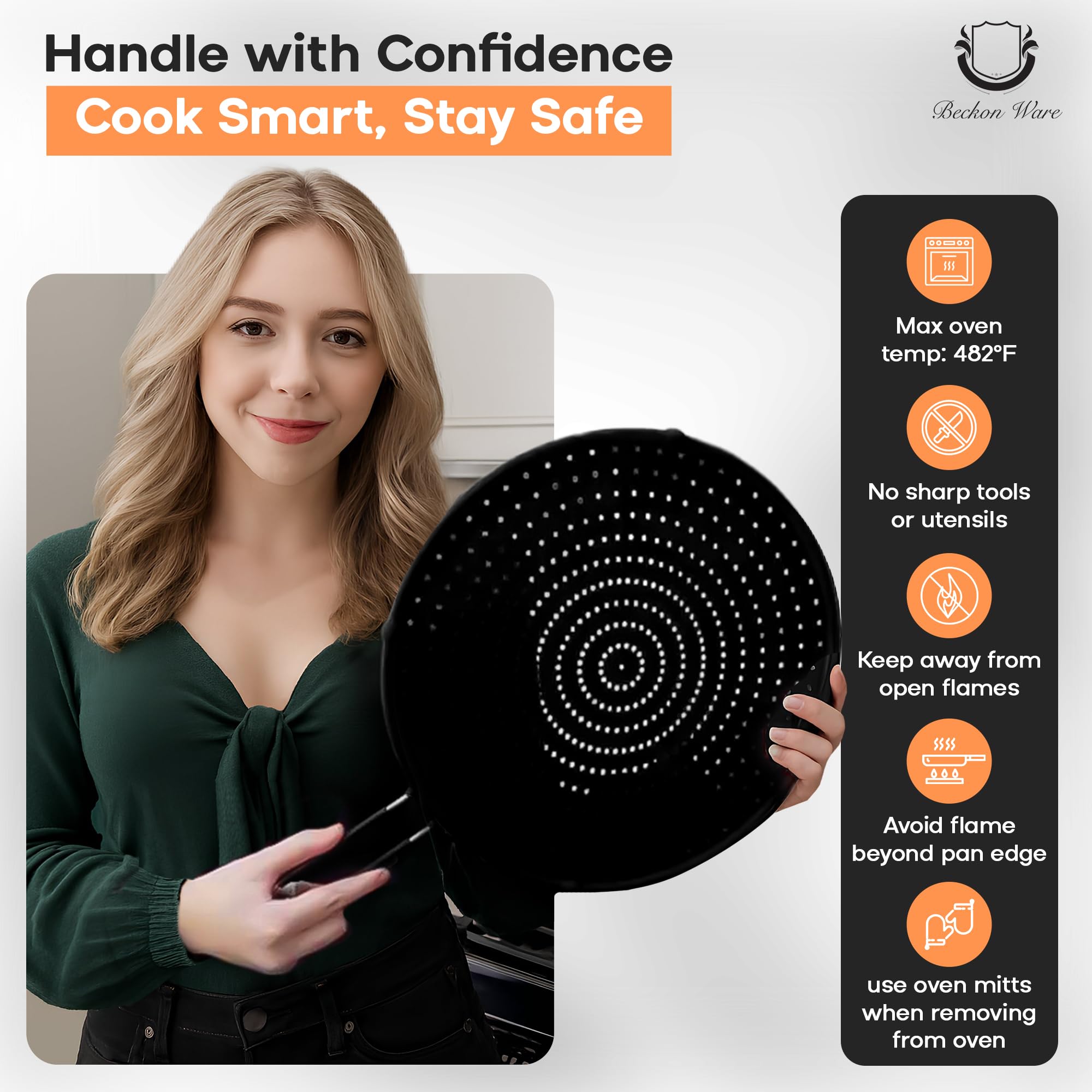 Beckon Ware 11-inch fit for standard pans during cooking