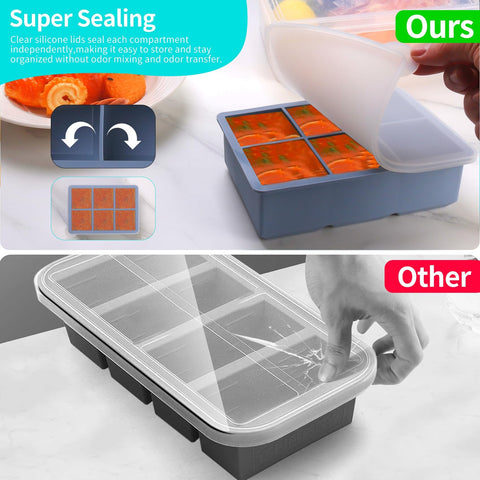 BECOKIT BPA-free platinum silicone freezer tray for durable, reusable storage.