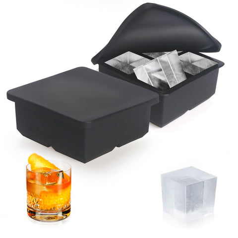 BECOKIT large ice cube tray with lid for 2.5-inch cubes preserving flavor
