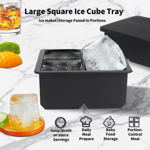 BECOKIT whiskey ice cubes in 2.5-inch tray for slow-melt cooling