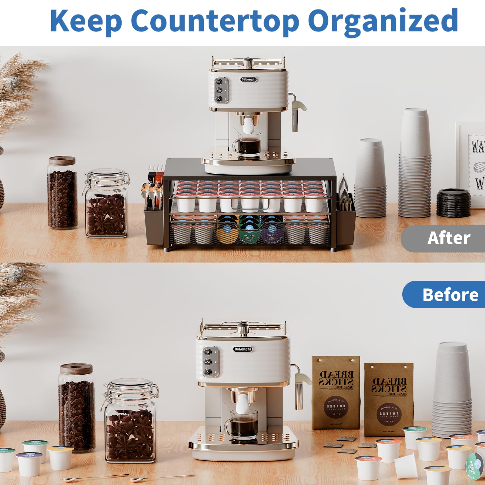 Becomrock K Cup Holder Organizer offers tool-free setup for fast assembly.