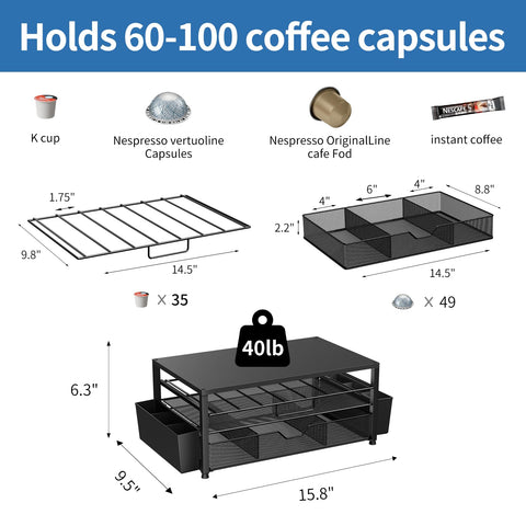 Becomrock K Cup Holder Organizer includes hanging baskets for accessories.