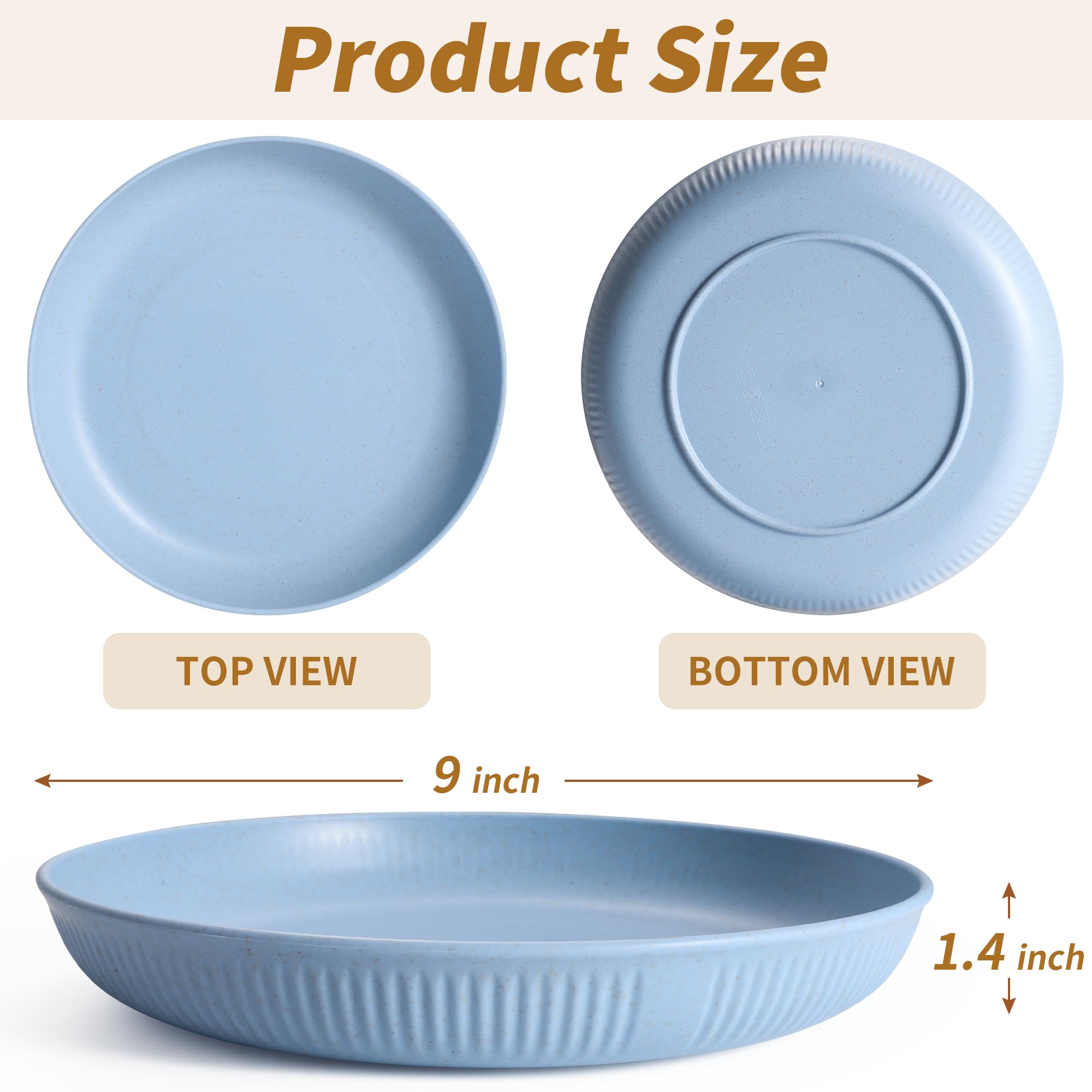 Smooth-edge becutlery wheat straw plate ideal for kids and easy handling.
