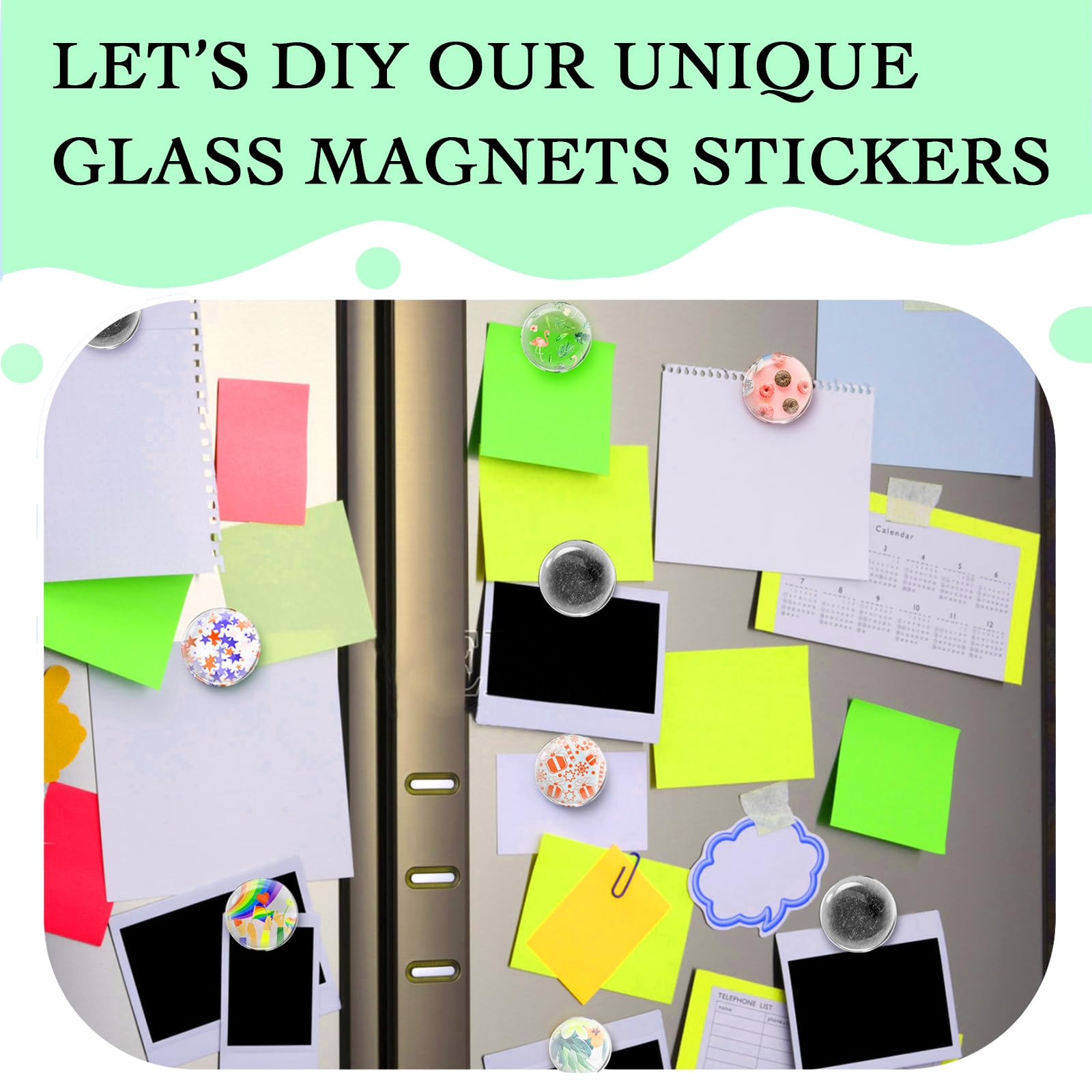 BEDARTIST fridge magnets in use for notes, photos, and reminders.