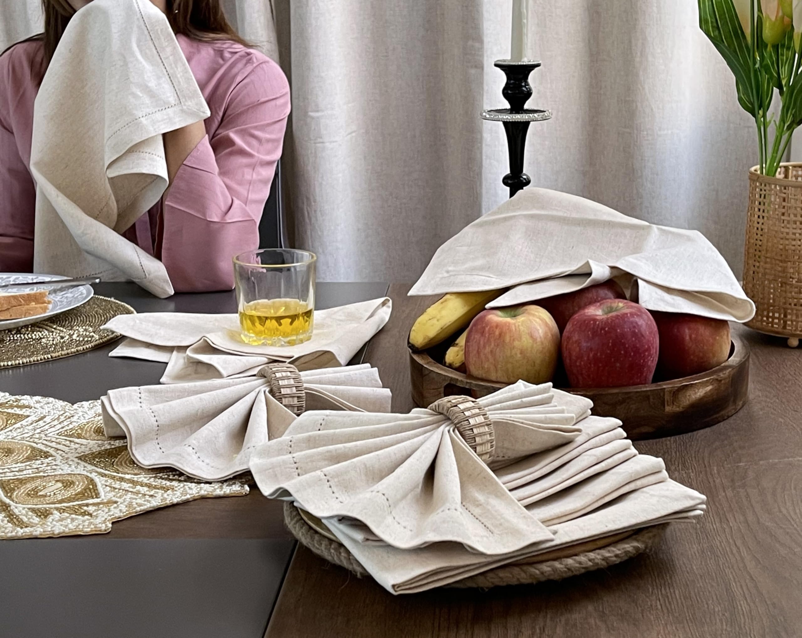 Cocktail party tables elevated by Bedding Craft napkins for a refined presentation