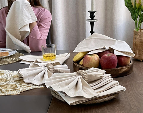 Cocktail party tables elevated by Bedding Craft napkins for a refined presentation