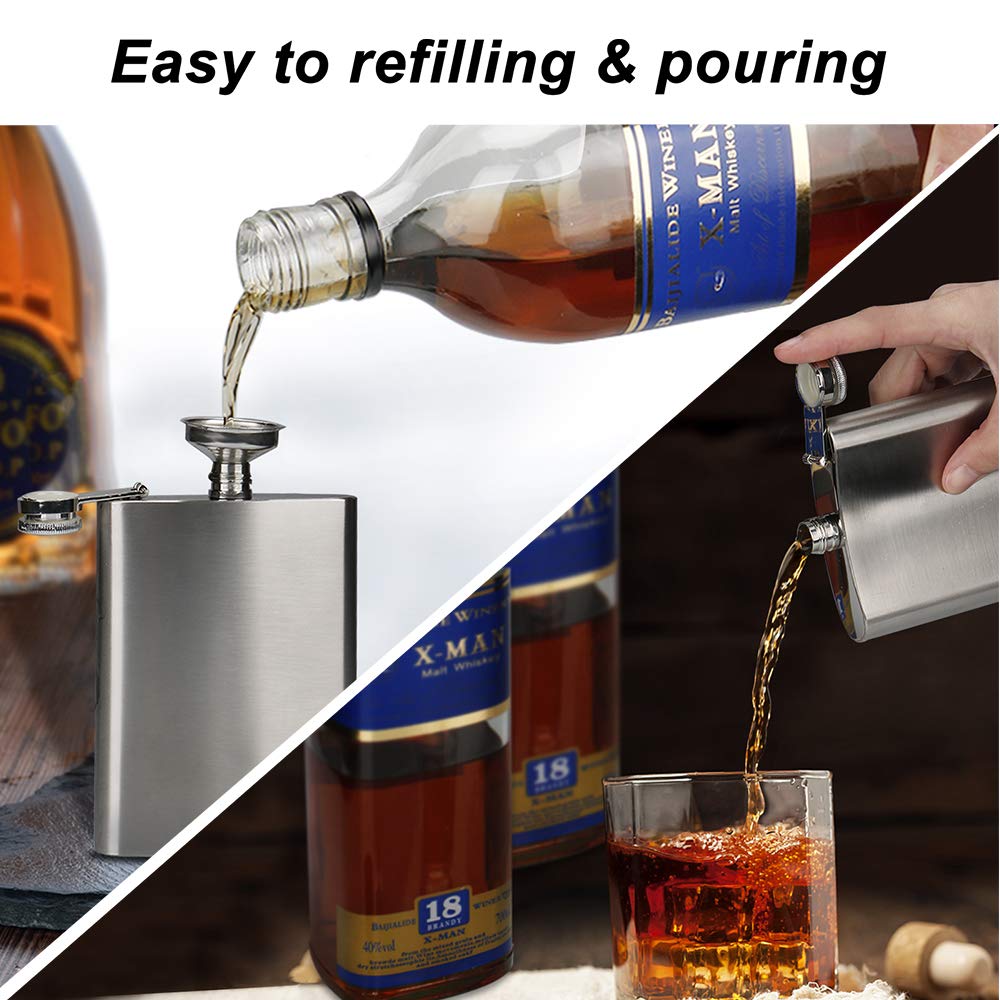 BEDEONE pocket size flask fits easily in pockets or backpacks