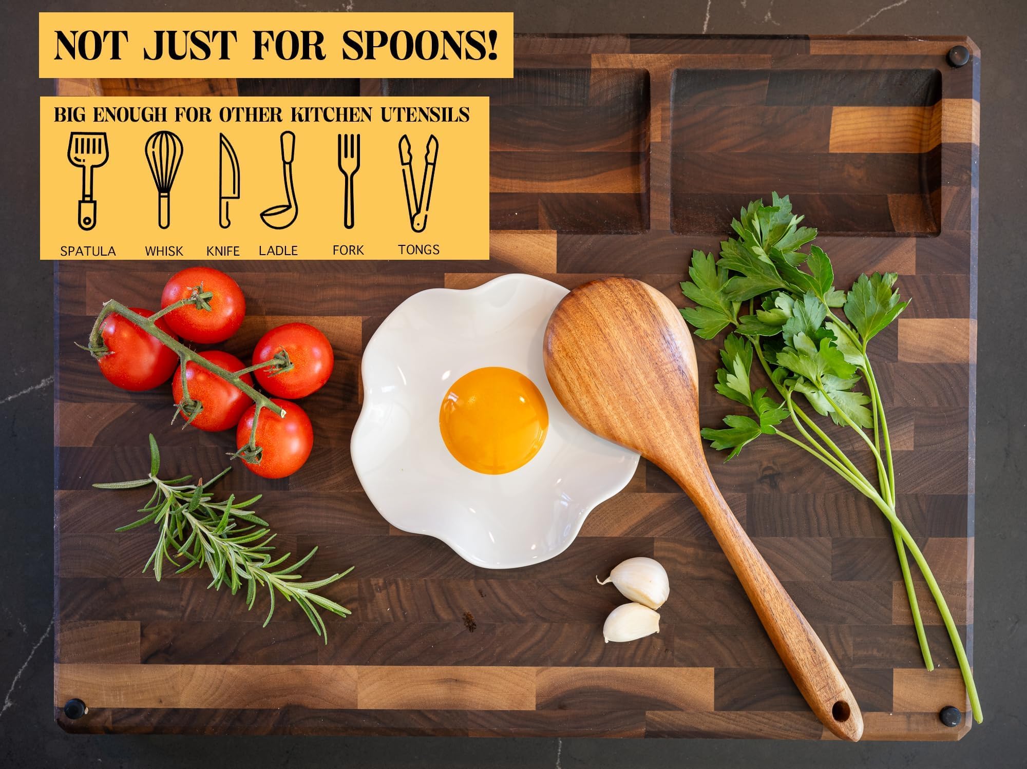 Bee! spoon rest large-capacity holds spoons and spatulas neatly.