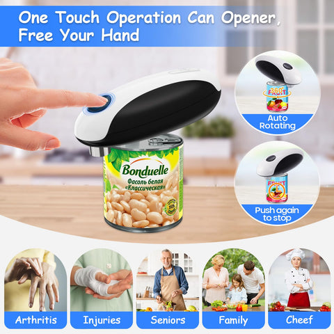 BeEcone Electric Can Opener side-cut safety blade for edge-free lids.