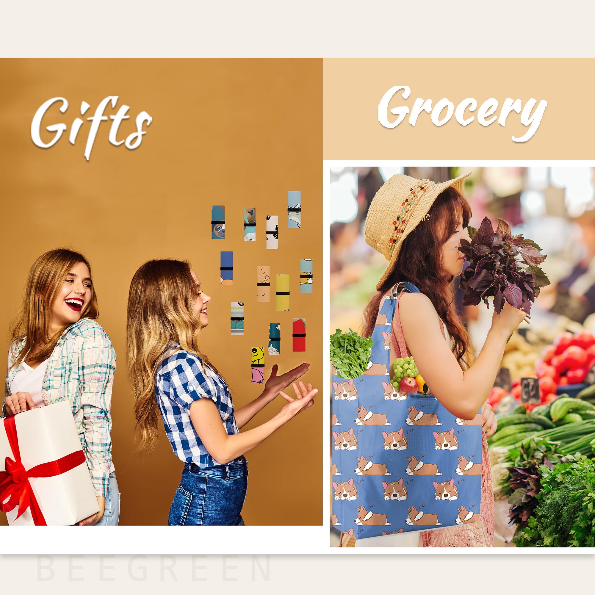 BeeGreen tote bags suitable for travel, beach, and daily errands.