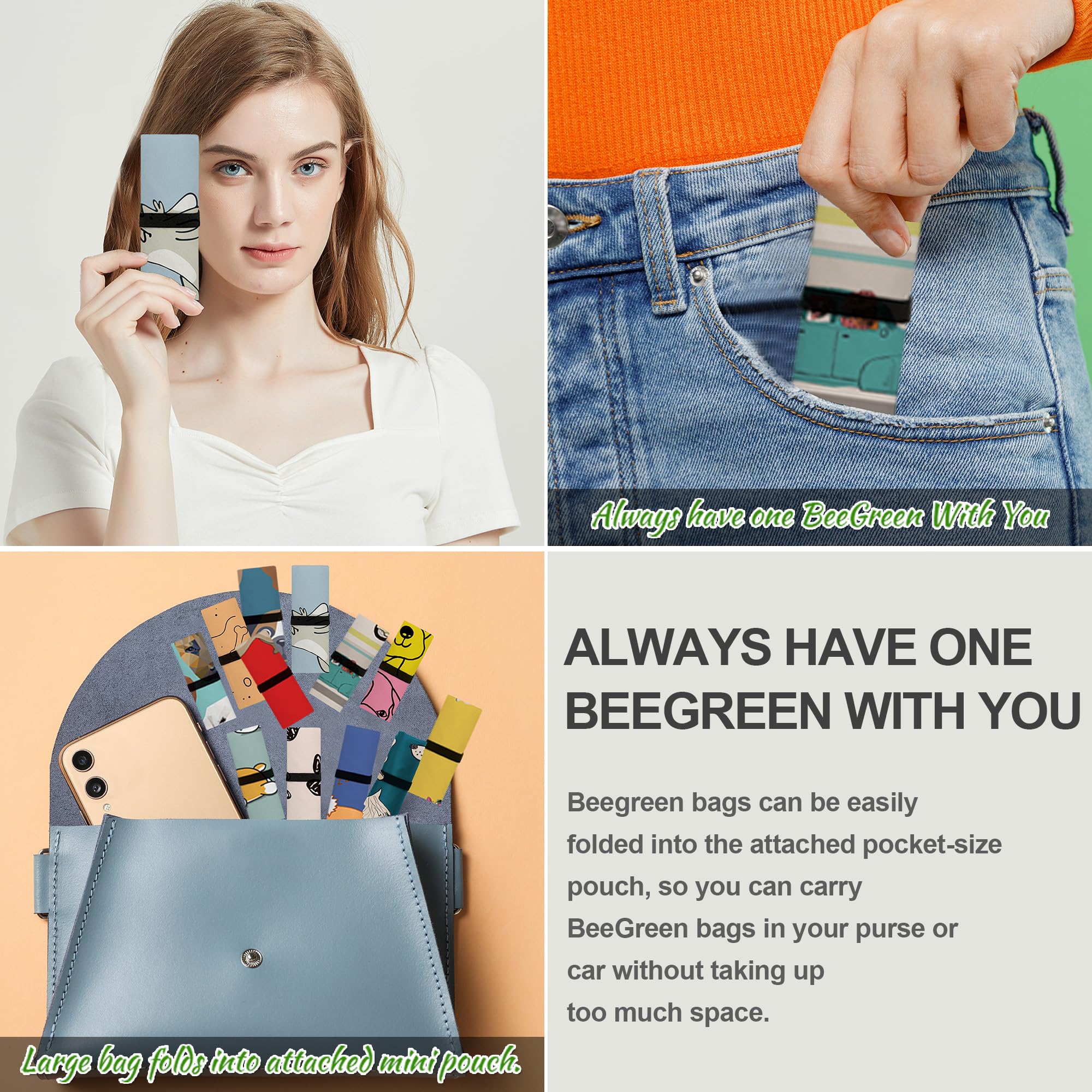 BeeGreen tote bag with long handles for easy shoulder carrying.