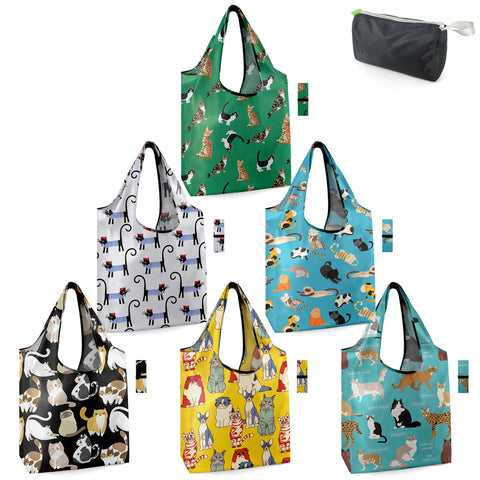 BeeGreen cat lovers pattern-1 bag, playful print for groceries and gifting