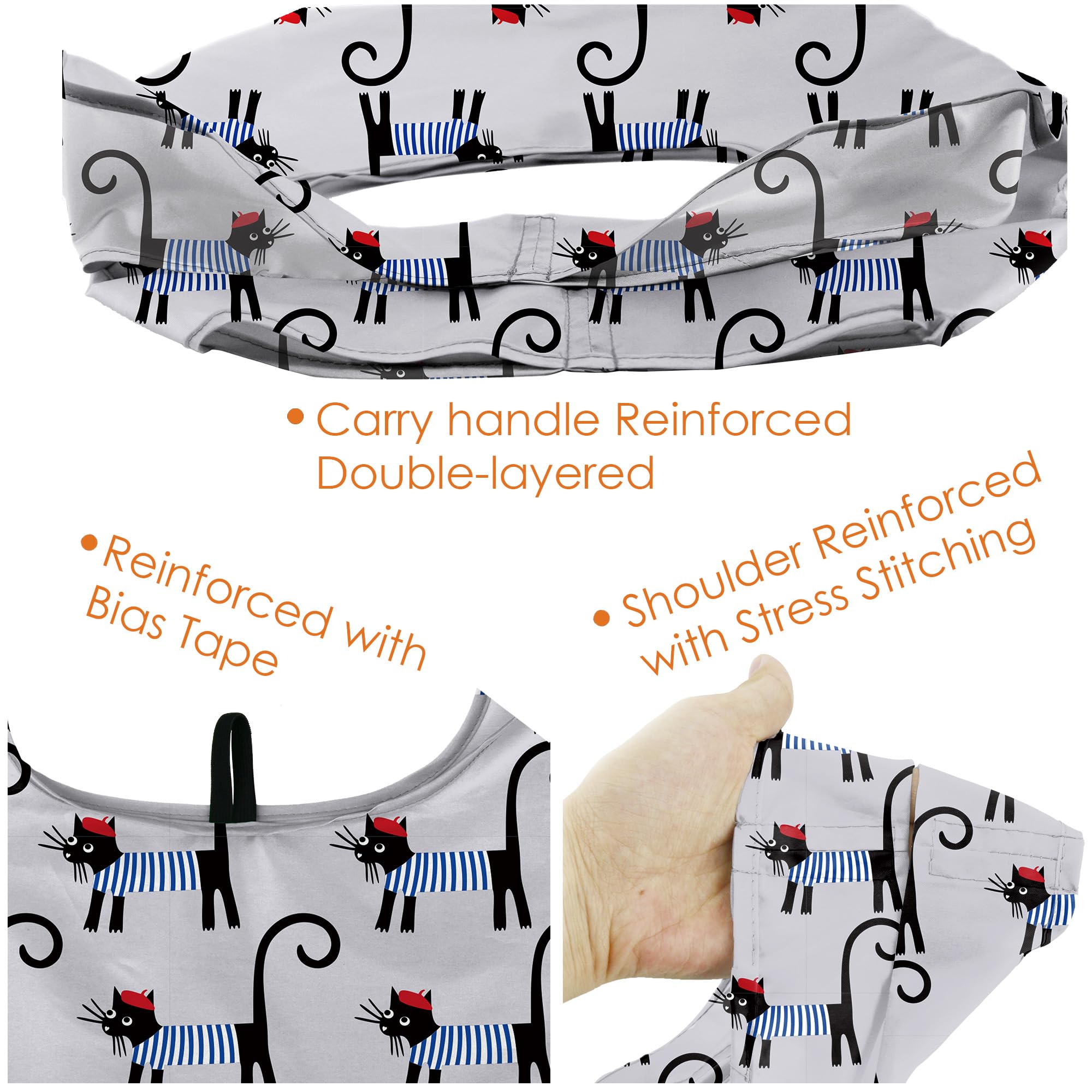 BeeGreen cat lovers pattern-4 bag, sturdy market-ready tote