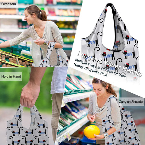 BeeGreen cat lovers pattern-7 bag, high-capacity 50-lb grocery tote