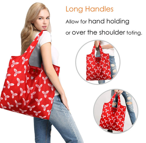 BeeGreen Christmas tote foldable design fits in backpack or car trunk.