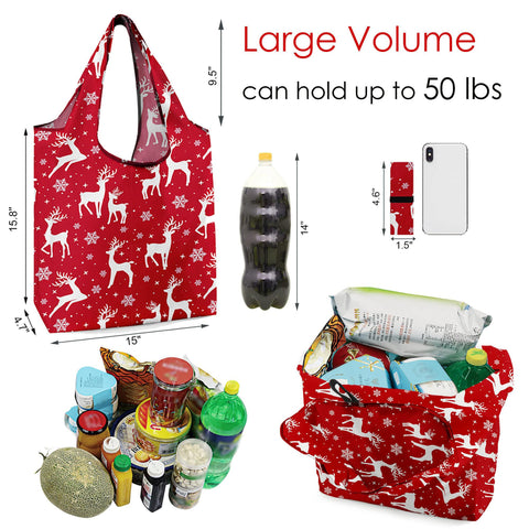 BeeGreen Christmas tote with zipper storage pouch, neatly organized for quick shopping.