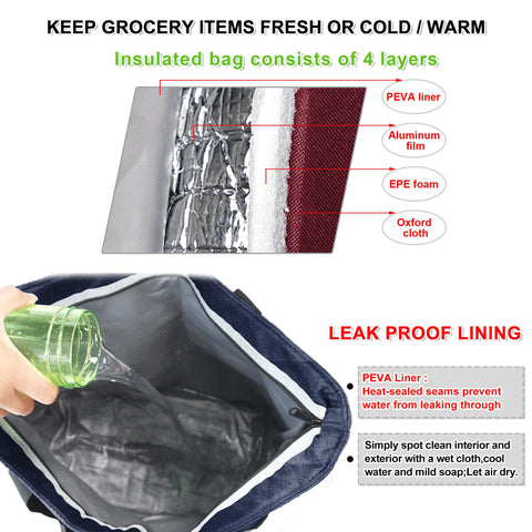 BeeGreen cooler bag in purple at market helps transport perishable groceries.