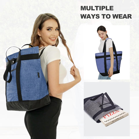 BeeGreen large insulated tote features sturdy handle for easy carrying.