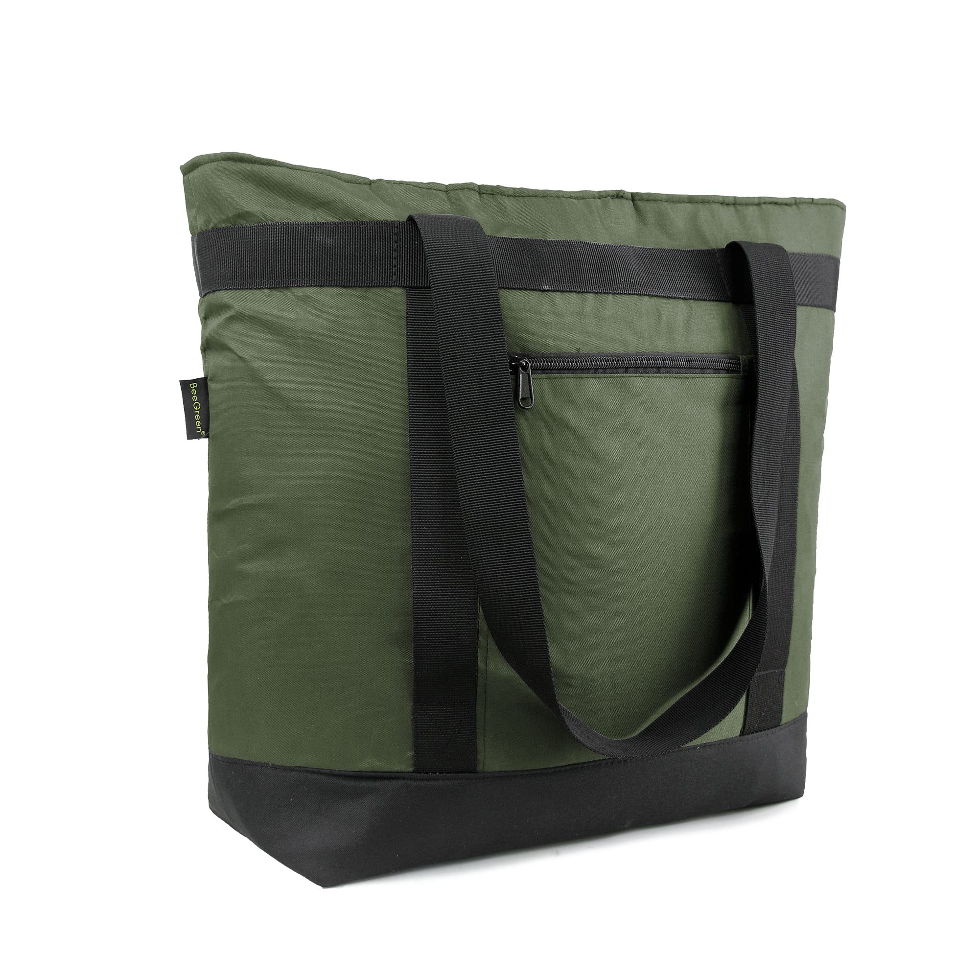 BeeGreen cooler bag front view showing roomy interior for groceries and meals.