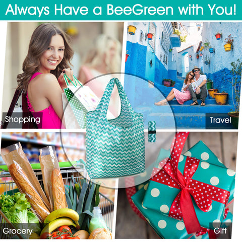BeeGreen elastic band keeps bags secure during store visits.