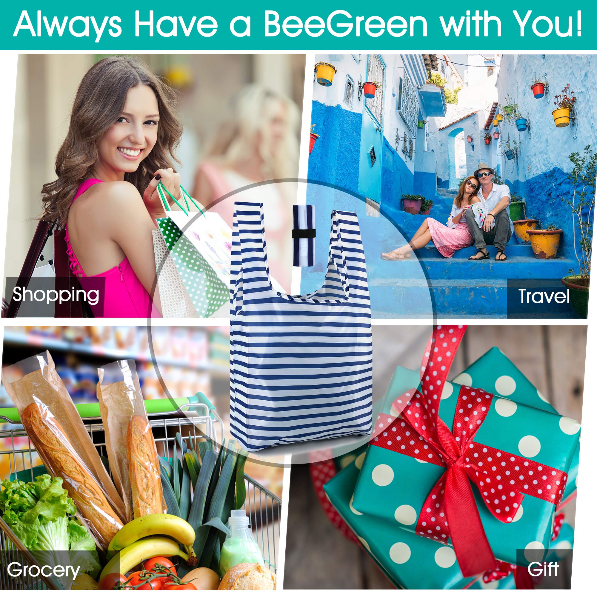BeeGreen reusable bags ideal for groceries while traveling.