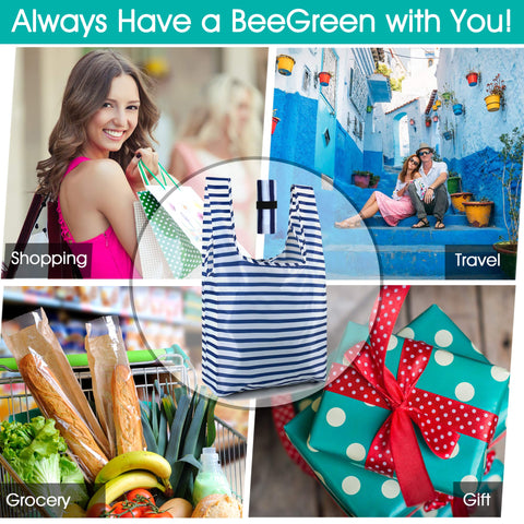 BeeGreen reusable bags ideal for groceries while traveling.