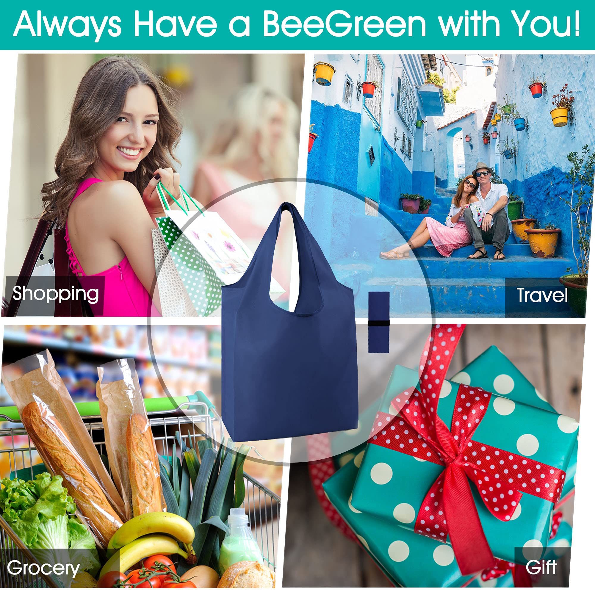 BeeGreen heavy-duty grocery bags designed for markets and grocery runs.