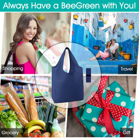 BeeGreen heavy-duty grocery bags designed for markets and grocery runs.