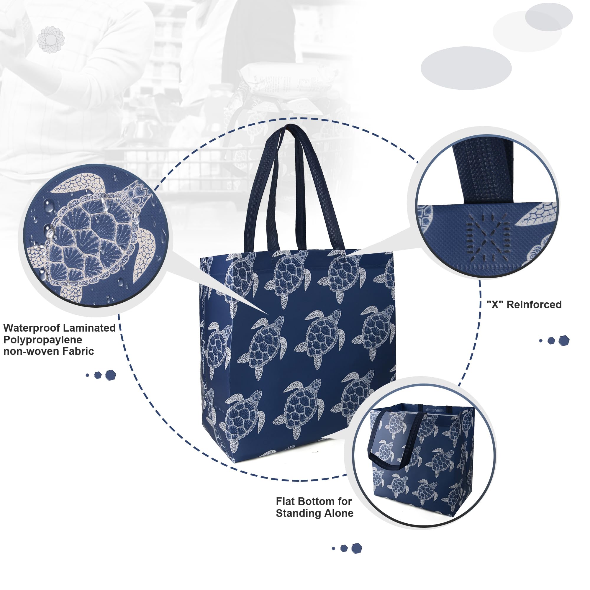 BeeGreen large foldable tote shows compact storage and easy transport for groceries.