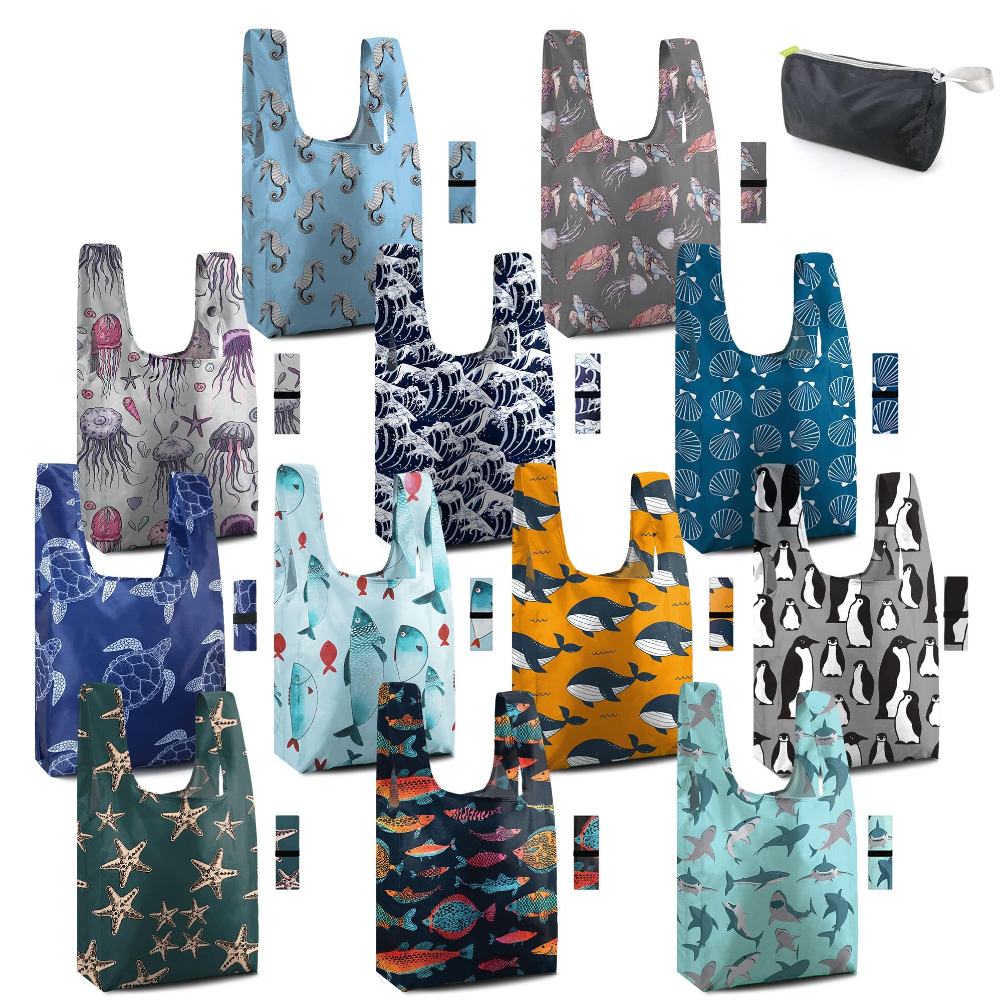 BeeGreen Marine Animal Bags foldable tote; convenient for on-the-go shopping and storage