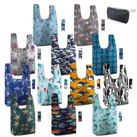 BeeGreen Marine Animal Bags foldable tote; convenient for on-the-go shopping and storage