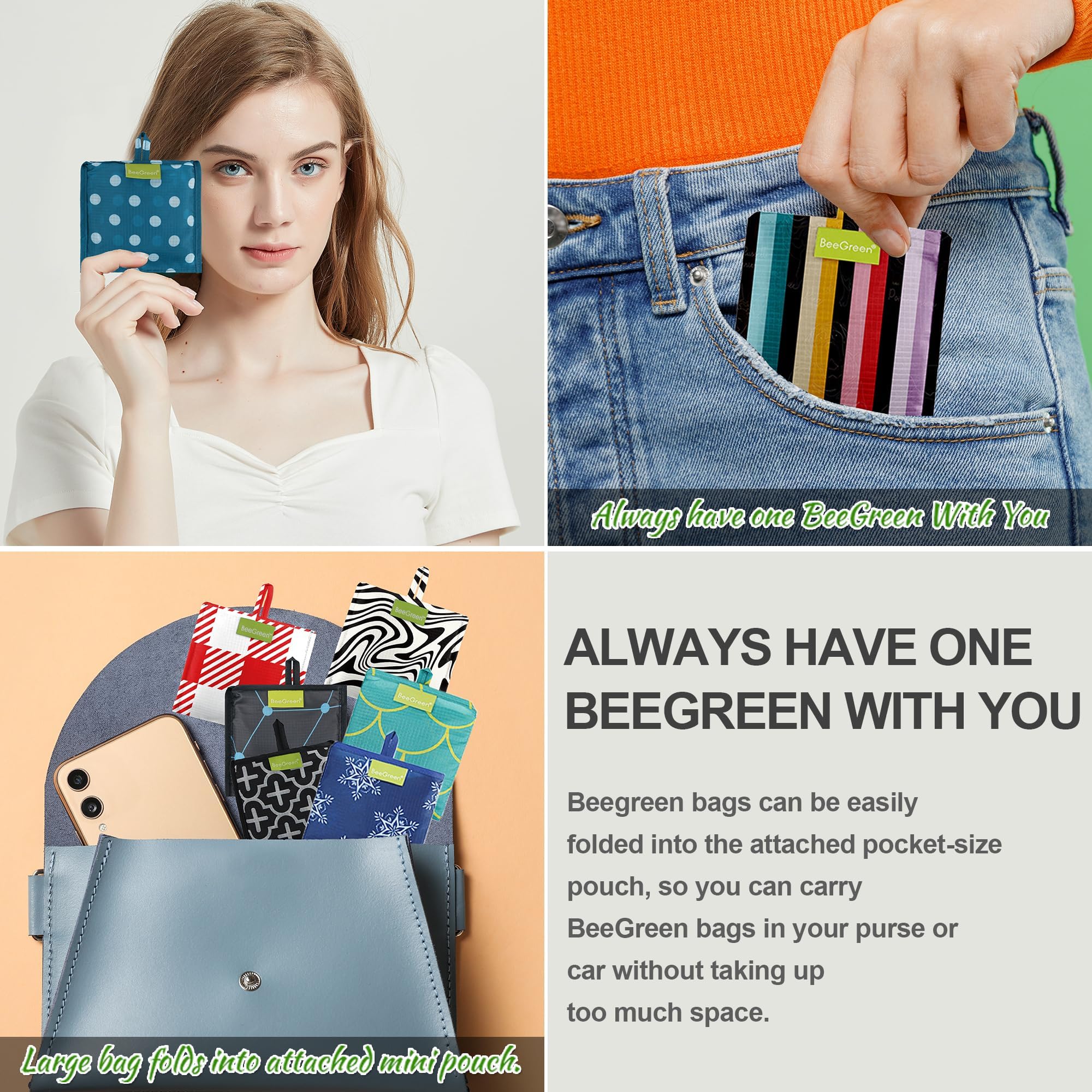 BeeGreen reinforced bias-tape handles provide comfortable carrying
