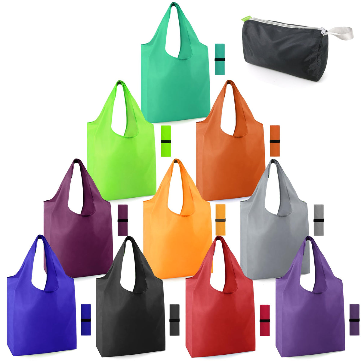 BeeGreen foldable reusable grocery bag with zip pouch for easy storage