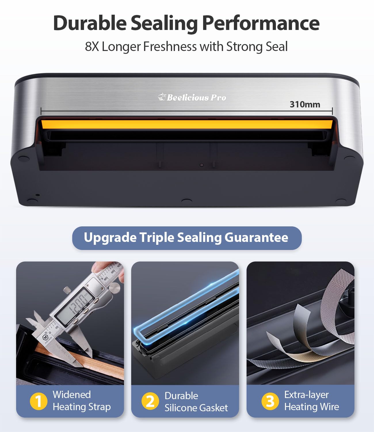Beelicious Pro PressFree 8-in-1 system includes bags storage for organized sealing.
