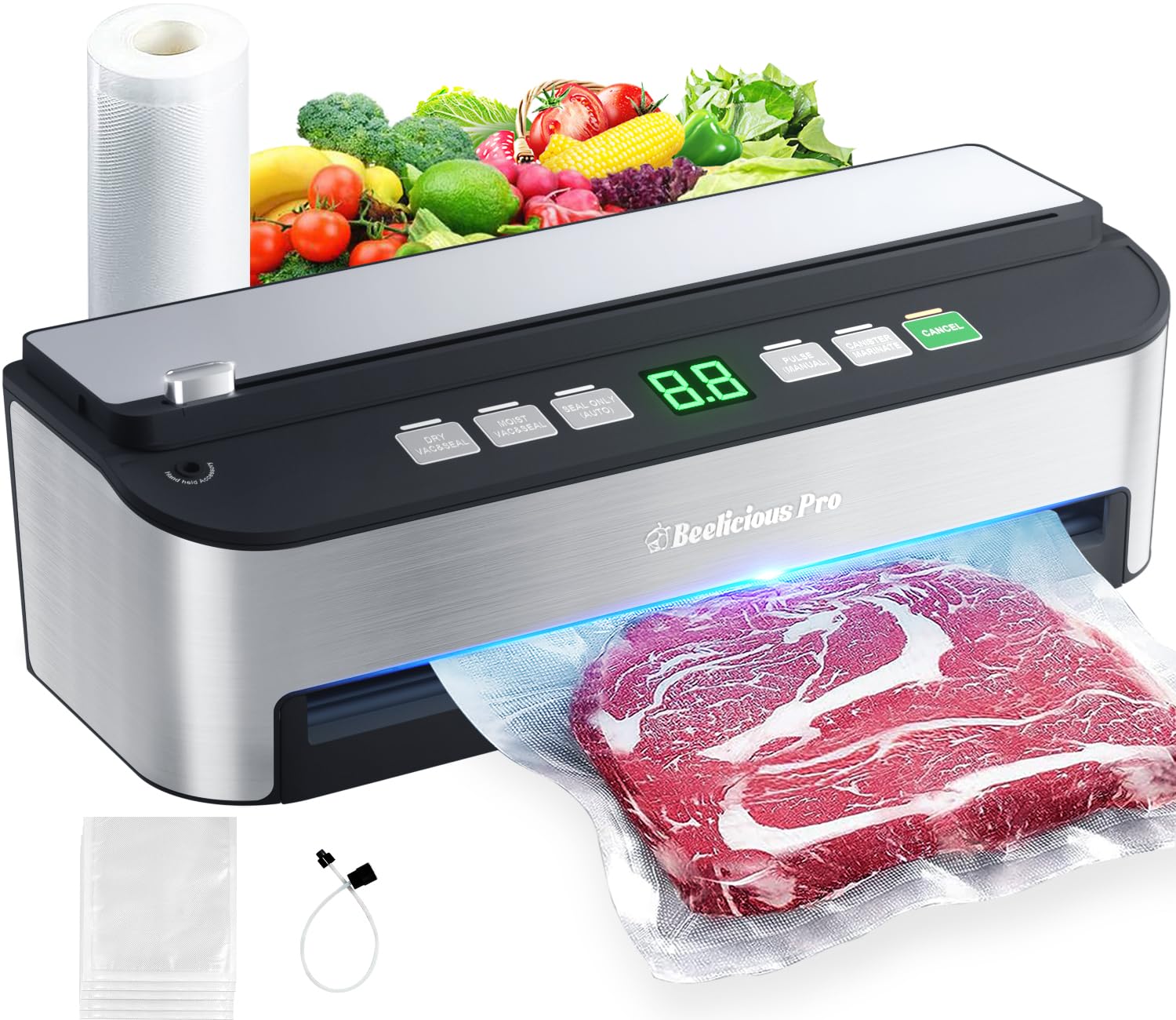 Beelicious Pro PressFree Vacuum Sealer front view for quick one-press sealing at home.