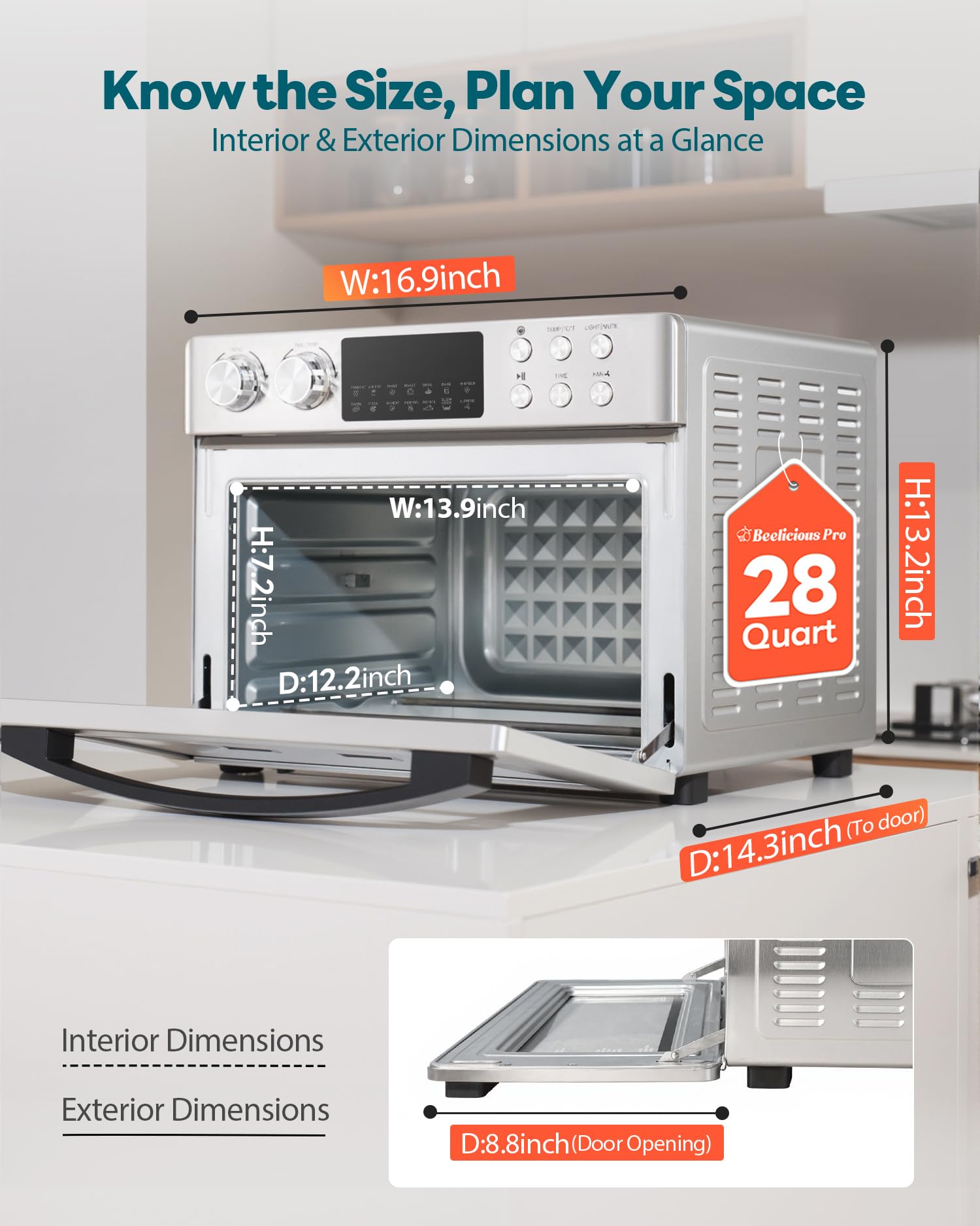 Beelicious Pro 28QT fits an 11-inch pizza for quick family dinners.