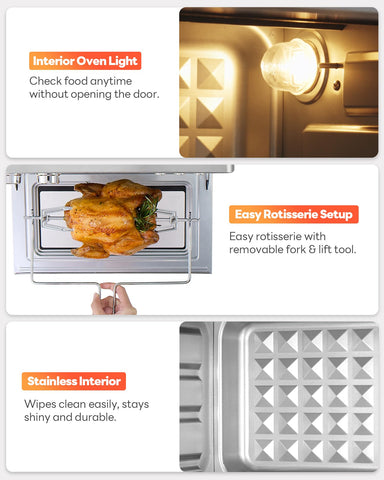 Beelicious Pro 28QT control panel offers precise temps and timings.