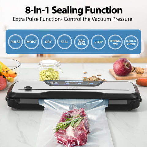 Beelicious Pro 8-in-1 control panel close-up highlighting versatile modes for moist and dry foods.