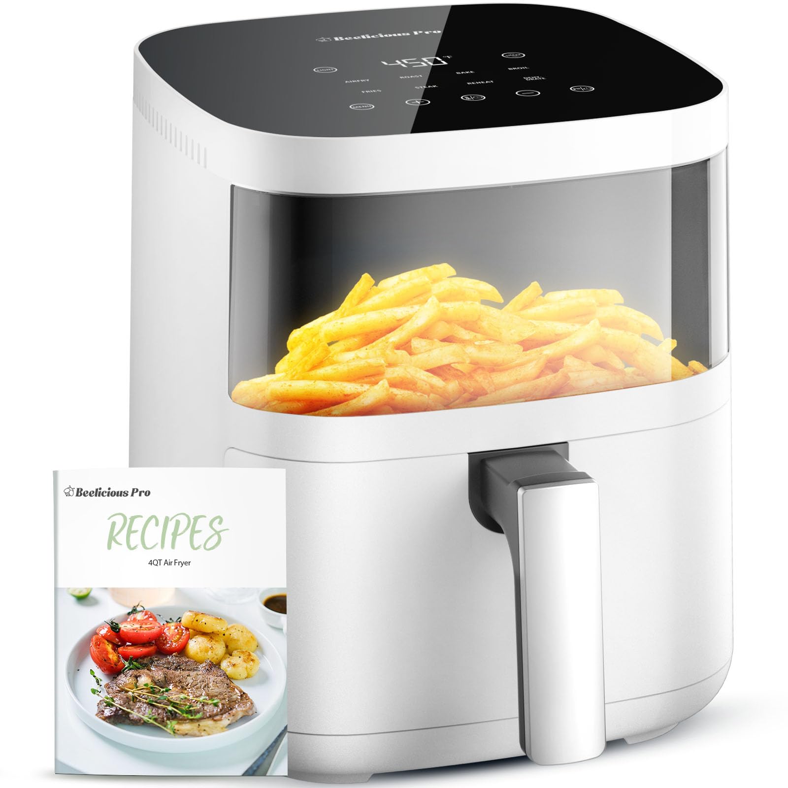 Beelicious Pro air fryer viewing window for easy progress watching and crispy results